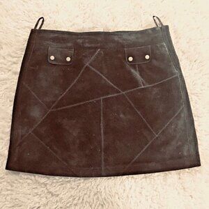 THALIA SODI Black Leather Suede Patchwork Sm Pockets Mini Skirt Junior 11/12